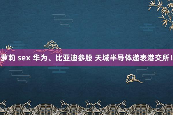 萝莉 sex 华为、比亚迪参股 天域半导体递表港交所！