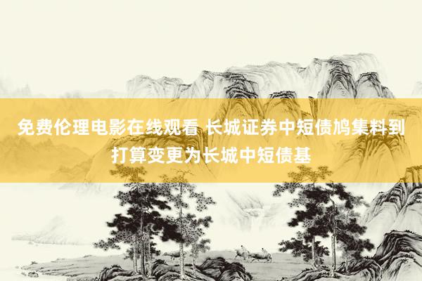 免费伦理电影在线观看 长城证券中短债鸠集料到打算变更为长城中短债基
